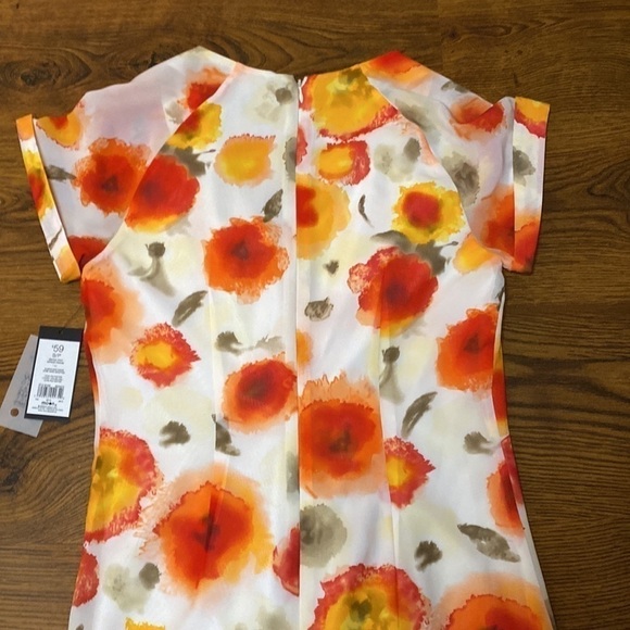 🌷 Moon🌷 NWT Orange Floral Chiffon Dress - Picture 8 of 8